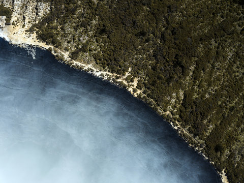 Indonesia, Java, Aerial view of ridge of Ijen volcano