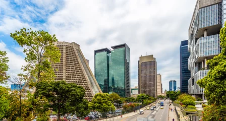 Foto op Plexiglas Modern skyscrapers buildings downtown panorama, Rio De Janeiro, Brazil © vadim.nefedov