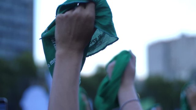 Woman marching In favour of abortion law in Buenos Aires