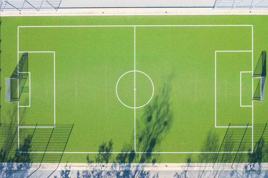 Fototapeta Drone view of soccer field