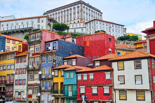 Portugal, Porto, Colorful Houses In?Ribeira?Square