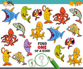 one of a kind game for kids with marine animals