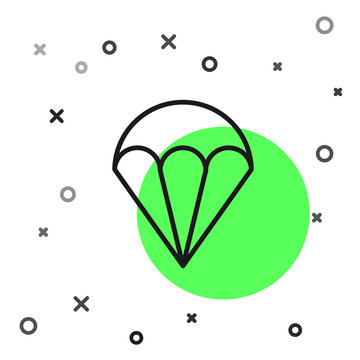 recommend clip art: Black line Parachute icon isolated on white background. Extreme sport. Sport equipment. Vector Illustration