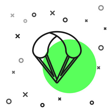 recommend clip art: Black line Parachute icon isolated on white background. Extreme sport. Sport equipment. Vector Illustration