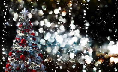 Christmas tree against a glittery luminous background