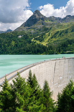 Dam Speicher Kops against mountain, Vorarlberg, Austria, Europe