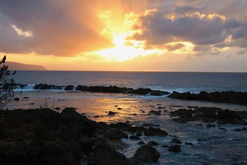 Sunset on the beach, North Shore Hawaii 