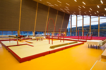 Gymnastic equipment in a gymnastic center 