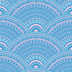 Ethnic circle shapes seamless geometric pattern.