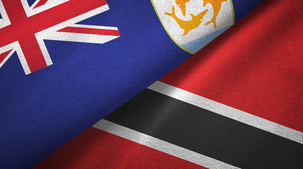 Anguilla and Trinidad and Tobago two flags textile cloth, fabric texture