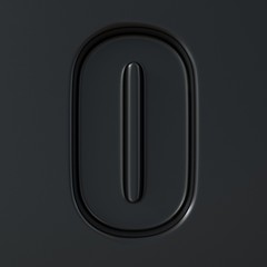 Black engraved font Letter O 3D