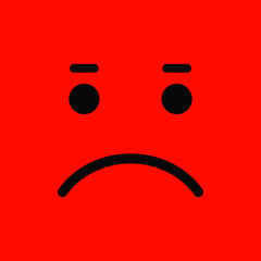 a smile on a red background, Angry Emoticon. icon, logo vector
