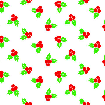 Holly berry leaves seamless pattern texture vector. Abstract christmas and new year background 