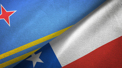 Aruba and Chile two flags textile cloth, fabric texture