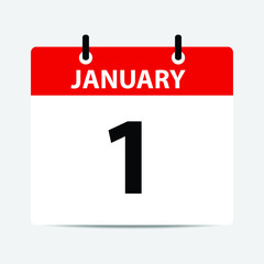 Fototapeta premium 1 JANUARY calendar - vector icon 2020 icon
