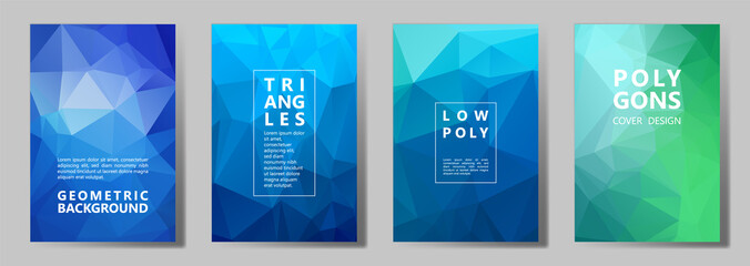 Facet polygonal abstract cover pages, low poly set