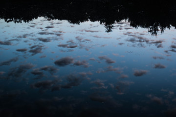clouds reflection off lake