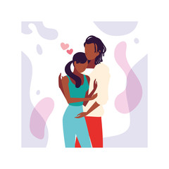 couple of people in love, man and woman embracing each other affectionately