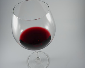 Closeup of a glass of red wine