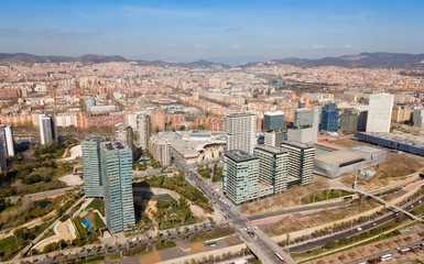 Fototapeta na wymiar Aerial view of Diagonal Mar i el Front Maritim del Poblenou, Barcelona