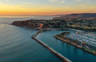 Naklejka na ściany i meble Dana Point Cliffs and Harbor at Sunset
