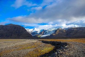 beautiful snow covered glacier in southern Iceland