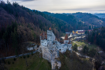 Fototapeta na wymiar Bran castle in Romania aerial view