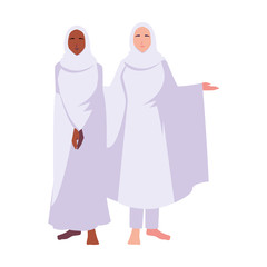 women pilgrim hajj standing on white background