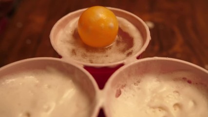 Beer pong close up