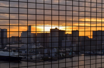 Skyline city Tokyo Bay Sunset