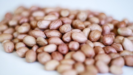 Peanuts or groundnut on white background.