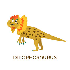 Cute dinosaur Dilophosaurus cartoon drawn for tee print. Vector