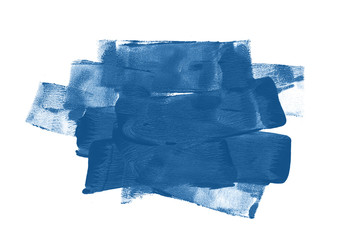 Abstract classic blue stroke isolated on white background. Hand drawn painted frame. Grunge Paint...