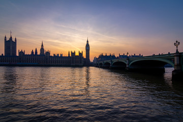 Fototapeta premium Big Ben and Westminster Parliament at sunset