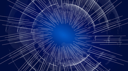Dynamic particles, dots and lines link to build digital sphere, the world network technology big data, globalization, internationalization, science and technology concepts