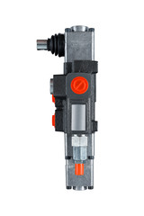 Two section Hydraulic distributor of the tractor on isolated white background