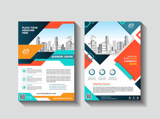 Corporate flyer, layout template. with elements and placeholder for picture.