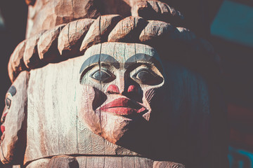 Totem Poles at Capilano Suspension Bridge park in north Vancouver