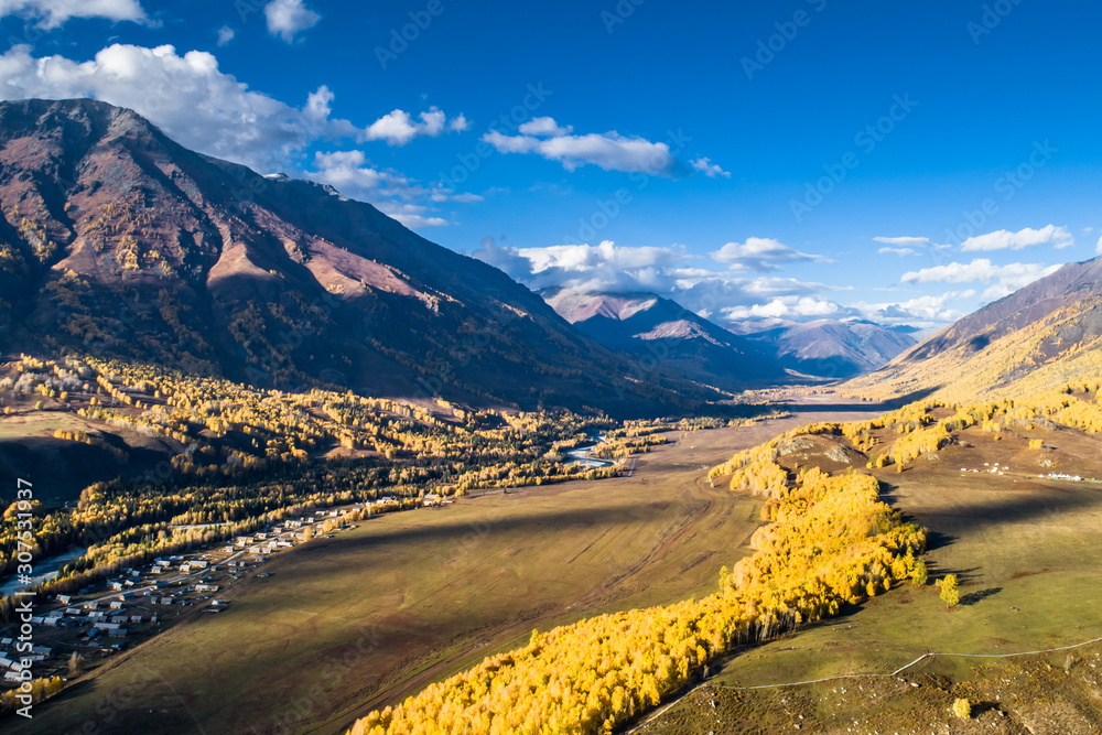 Poster Xinjiang Hemu Village Autumn scenery 