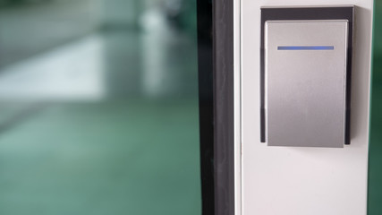 Security card scanner to open the door to enter the office building or home or bank.