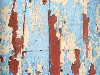 Wood walls with peeling paint. Wood wall texture can be used as a wall frame and wall background. Dirty and Old wooden wall texture background.