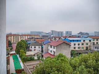zhangjiajie/China - 16 October 2018:Beautiful zhangjiajie Cityscape .Downtown Urban building scene of zhangjiajie city hunan china