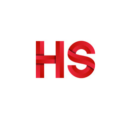 Initial two letter red 3D logo vector HS