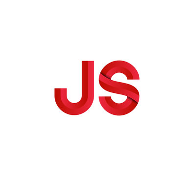 Initial two letter red 3D logo vector JS