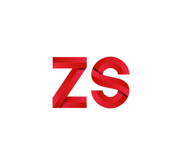 Initial two letter red 3D logo vector zs