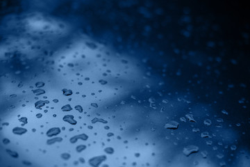 Drops of water on a glossy surface