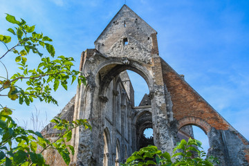 Fototapeta na wymiar Zsambek Church Ruins, situated near Budapest, Hungary. Construction started in 1220, it was rebuilt after that, then an earthquake in 1763 ruined the church once again. 