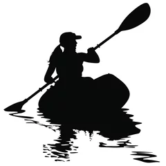Foto op Canvas A vector silhouette of woman kayaking. © LUGOSTOCK