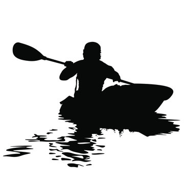 A vector silhouette of man kayaking. Stock Vector | Adobe Stock
