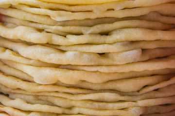Close Up of Stacked Flour Tortillas